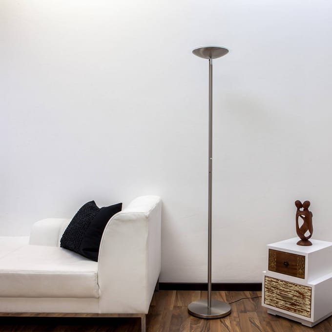 Lindby LED vloerlamp Malea, nikkelkleurig, dimbaar, 180 cm