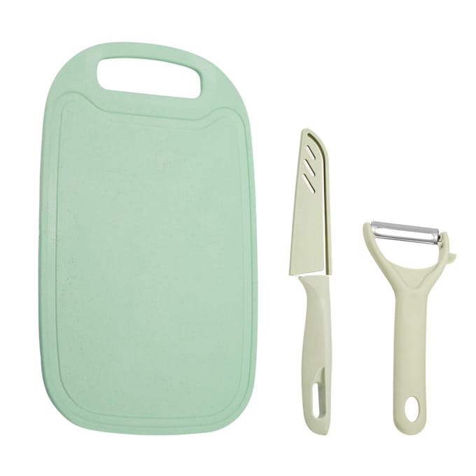 3-in-1 Keuken Snijplank Set PP Plastic Snijplank met Schiller en Mes Koken