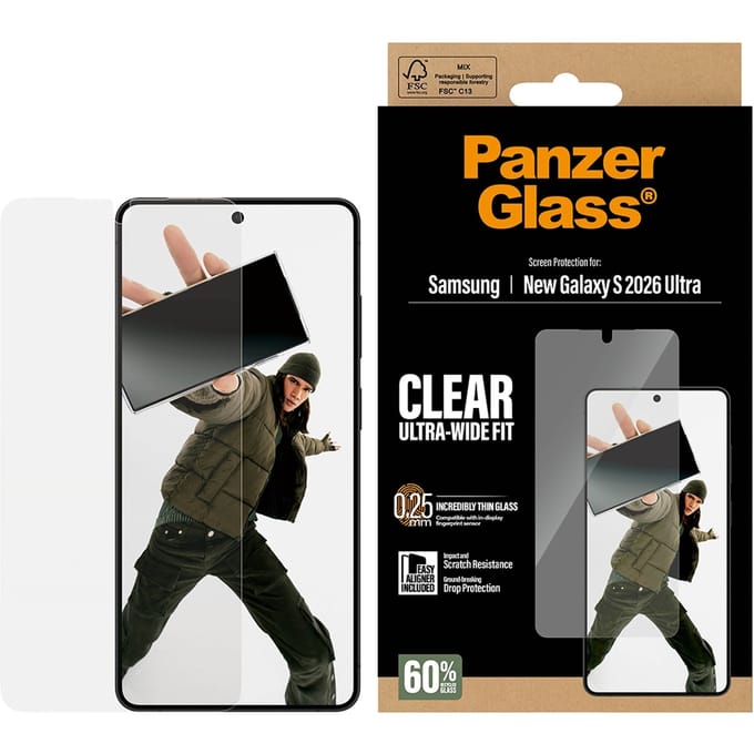 PanzerGlass Screenprotector geschikt voor Samsung Galaxy S26 Ultra Glazen | PanzerGlass Ultra-Wide Fit Screenprotector - Case Friendly