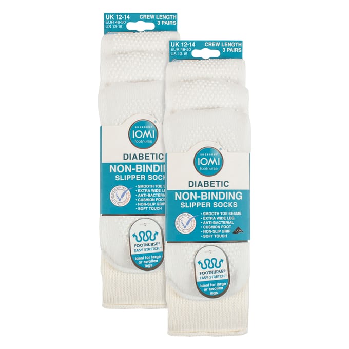 6 Pack Diabetische Bed Sokken met Grip | Antislip Extra Brede Slippersokken