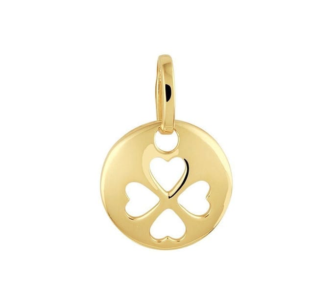 Geelgouden Hanger rond met klavertje 4022439