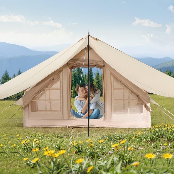 Opblaasbare Tent voor Kamperen 3-5 Persoons Glamping Tent met Pomp Luifel