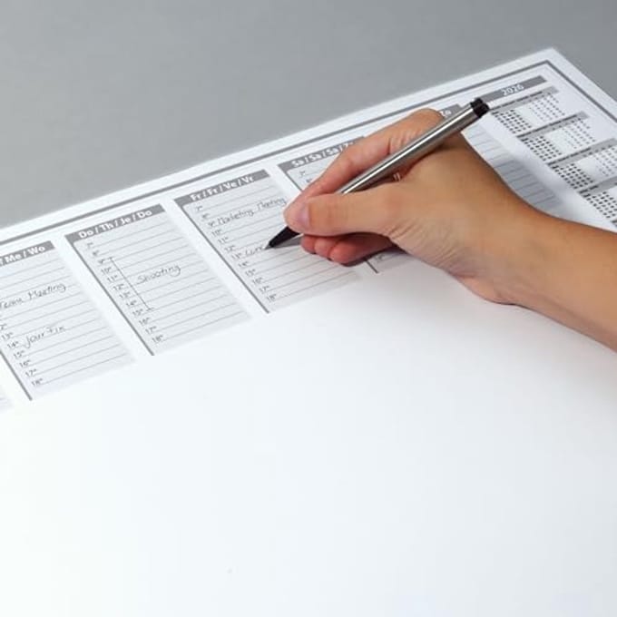Papieren bureauonderlegger met kalender A3-formaat