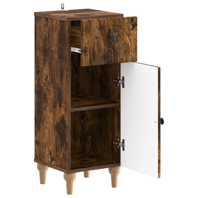 vidaXL - Badkamer - Opbergkast - ALKMAAR - Gerookt - eiken - 30 - x - 31 - x - 80 - cm