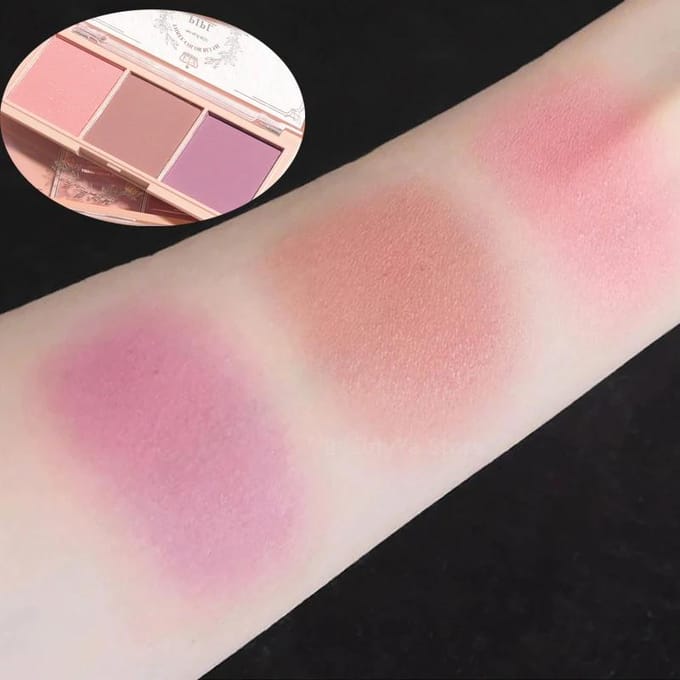 3 Kleuren Matte Blush Palette Draagbare Oogschaduw Make-up Contour Schaduw Multifunctionele Gezichtsrouge white