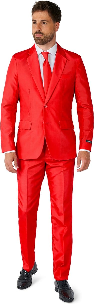 Suitmeister Solid Red - Mannen - Heren Kostuum - Carnaval- en Halloweenkleding - Kerst - Rood - Maat: L
