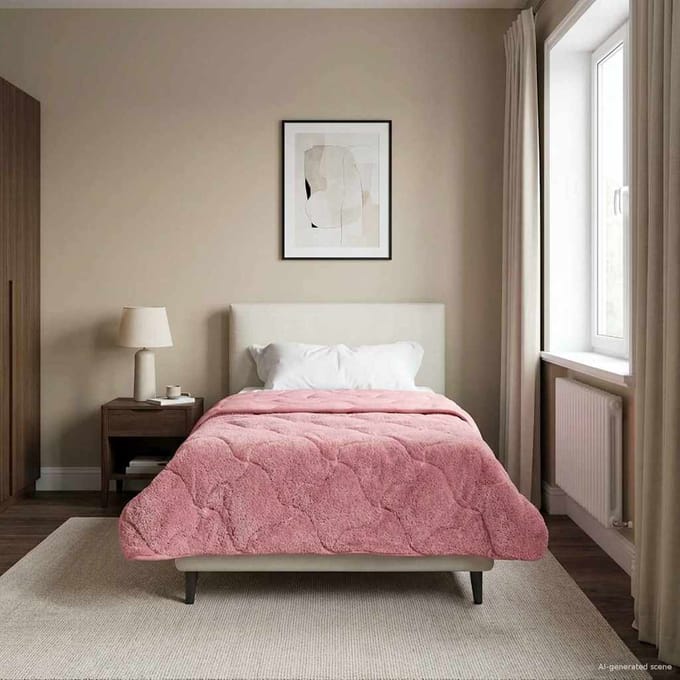vidaXL Winter Dekbed 140 x 220 cm Winter Roze Ademend