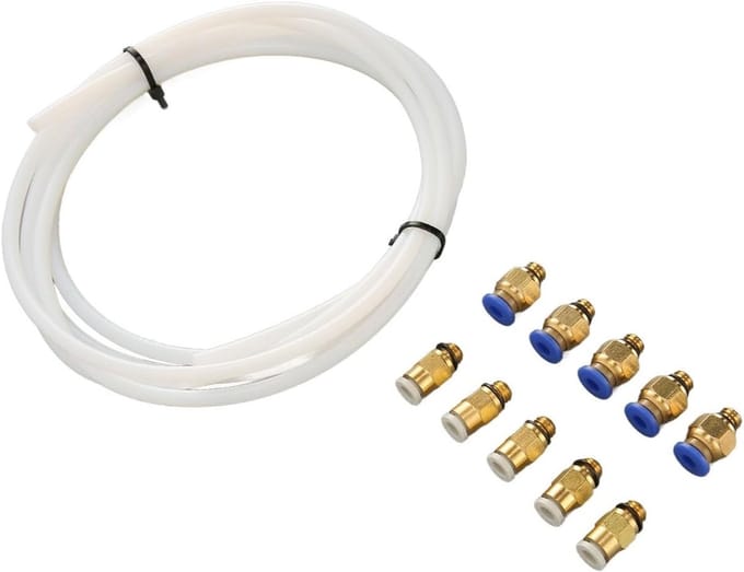 PTFE Slang Set - 3D Printer Buizen - Precisie Printen - Hittebestendig Materiaal - 2 Meter Slang - Wit