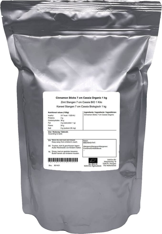 Kaneel Stangen 7 cm Cassia - 1 Kg - Holyflavours