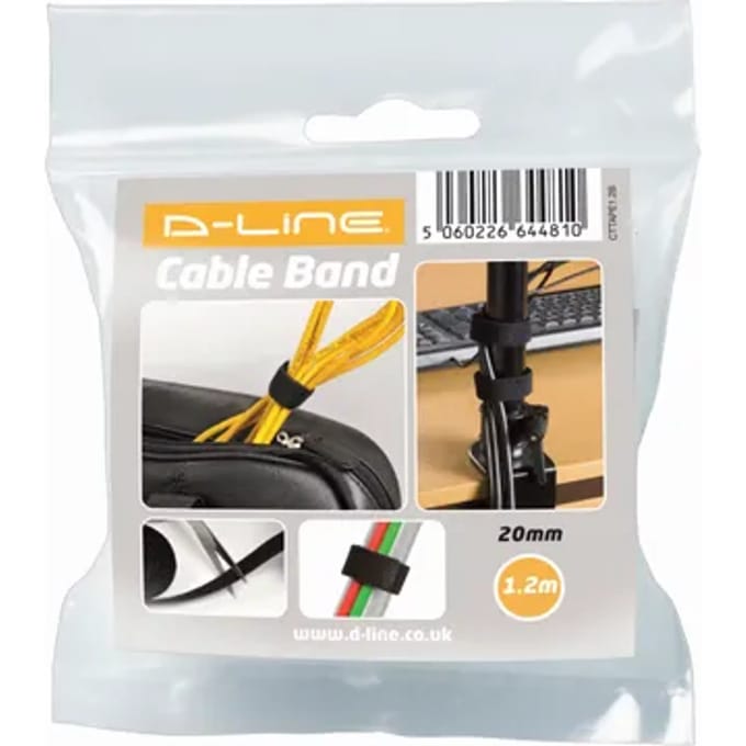 D-line Kabelbinder Klittenband 20mm 1,2m Zwart