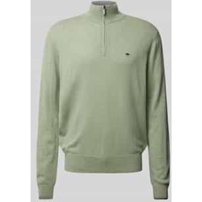 Fynch-Hatton Trui Troyer-Zip Merino Cashmere Light Khaki / male