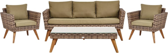 VITTORIA XL - Loungeset voor 5 - Olijfgroen - PE rotan