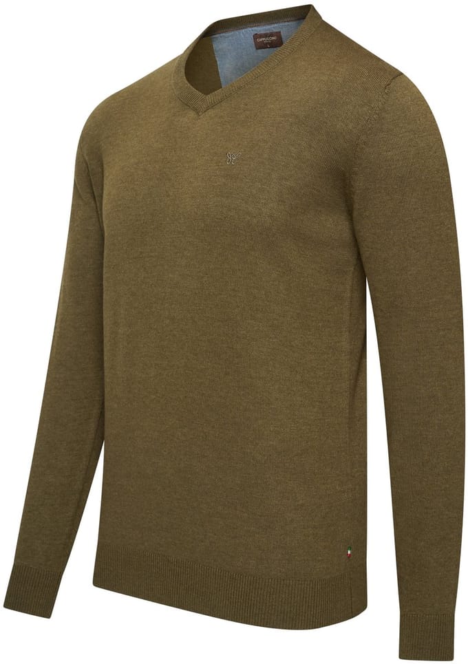 Cappuccino Italia - Heren Trui Pullover Salerno - Groen - Maat M