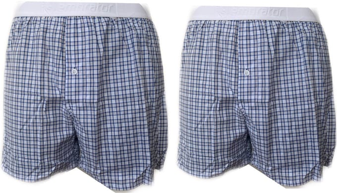 Embrator 2-stuks mannen Boxershort geruit wit/blauw/beige L