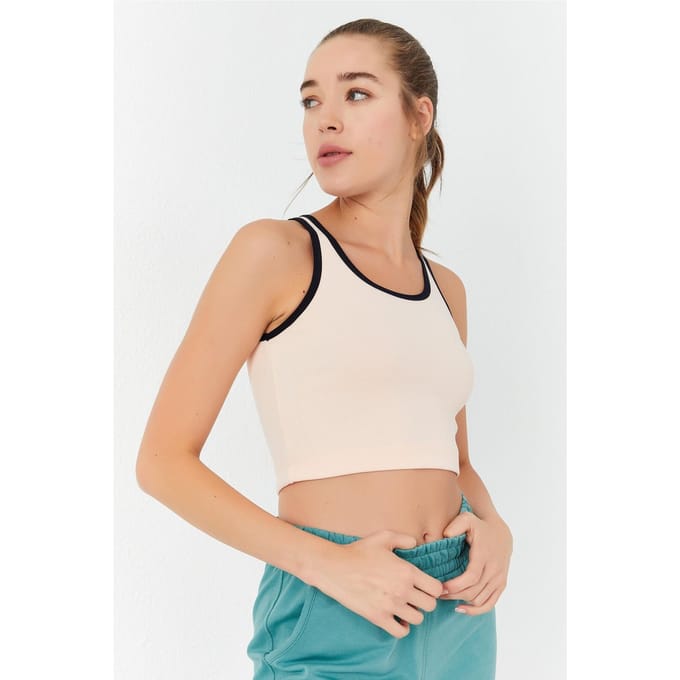 Geribbelde Mouwloze Crop Top