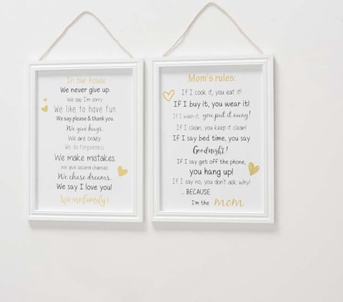 wandbord house en mam regels set van 2