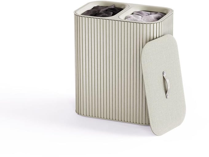 Joseph Joseph Tota Luxe 90L Wasmand Ecru, 2 compartimenten