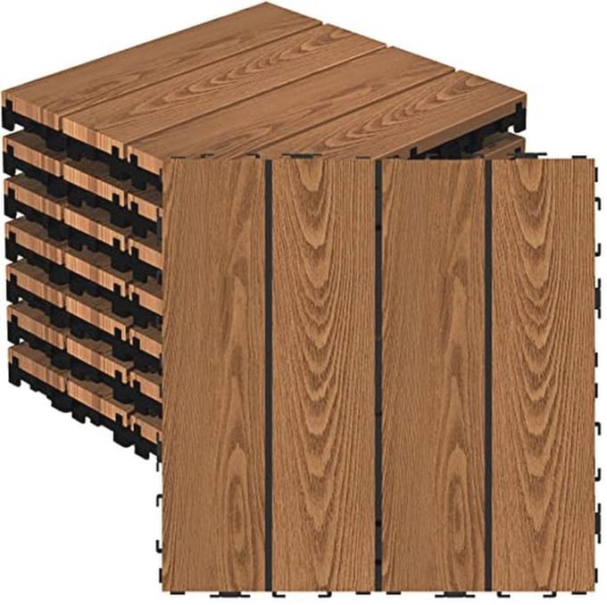 Waterdichte Houten Vloertegels 12x12 inch - Set van 8