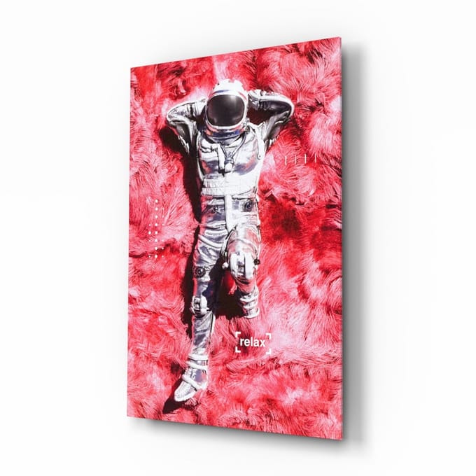Glasschilderij – Astronaut en Ruimte – Wanddecoratie