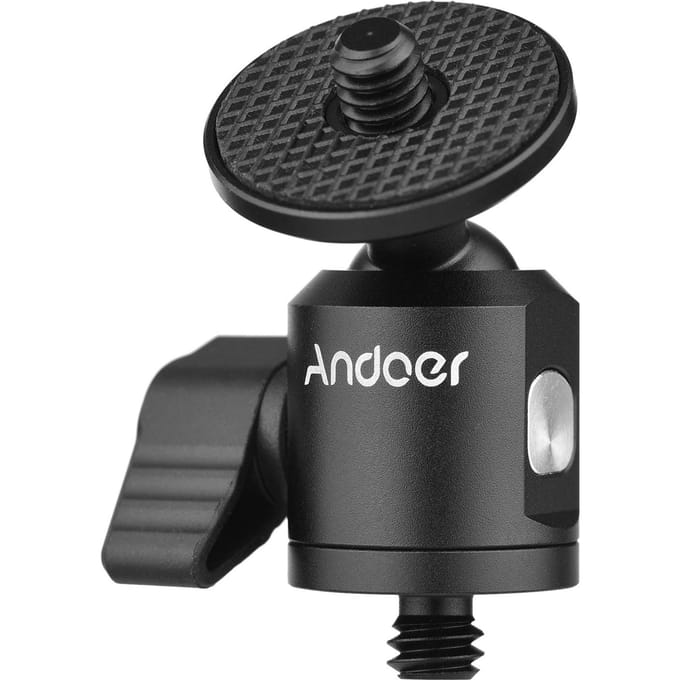 Andoer Mini Balhoofdadapter Camera Statief Balhoofd Mount Aluminiumlegering 1/4 Inch Schroefconnector Bottom Screw black