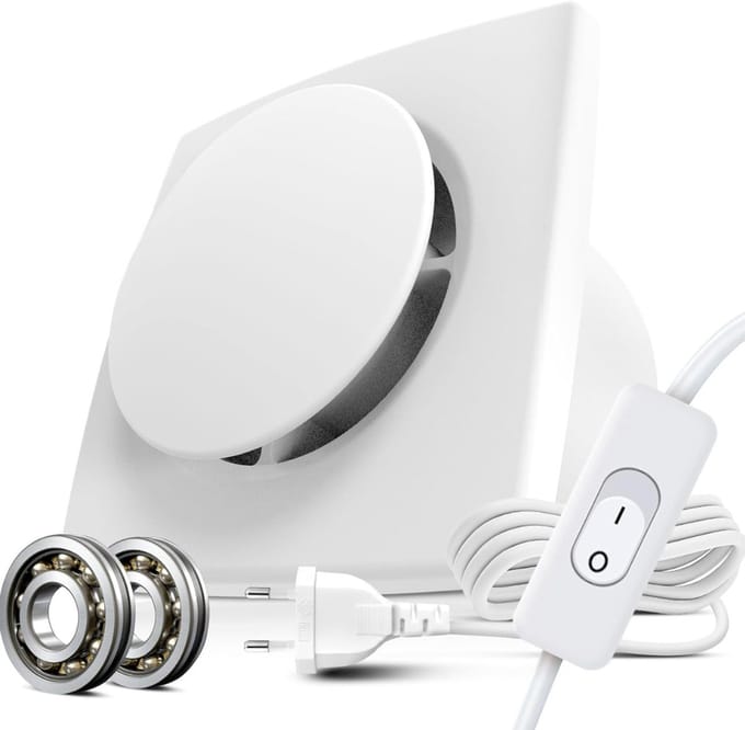 HEZIVO® Afzuiging Badkamer - Badkamerventilator - Toiletventilator - Met Schakelaar - 130m³/h