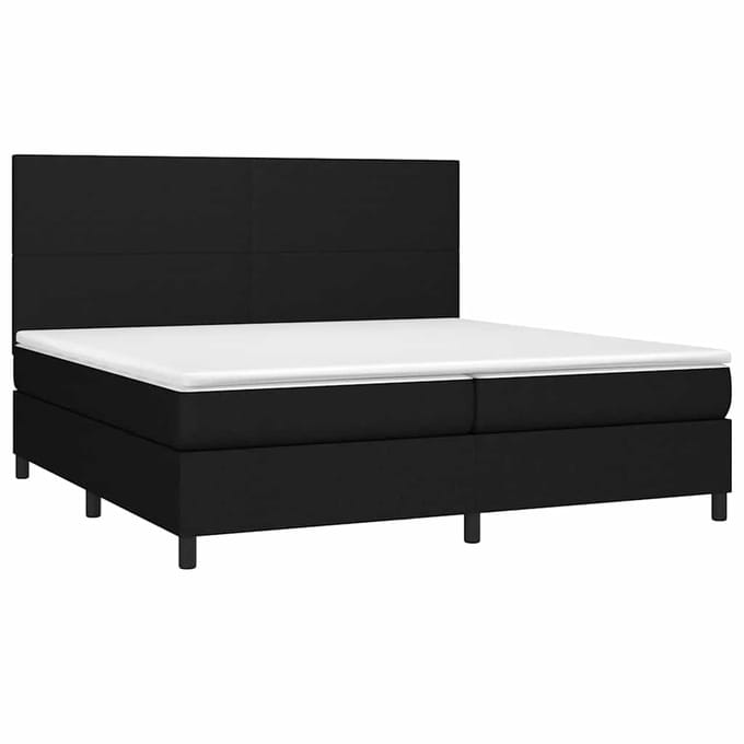 vidaXL - Boxspring - met - matras - en - LED - stof - zwart - 200x200 - cm