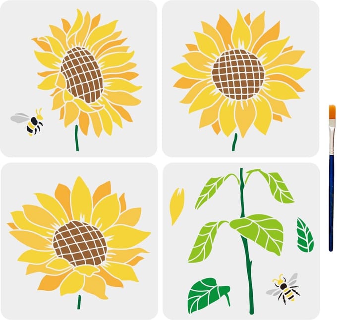 Allecto - Zonnebloem Sjablonen - Herbruikbare Sjablonen - voor Diy