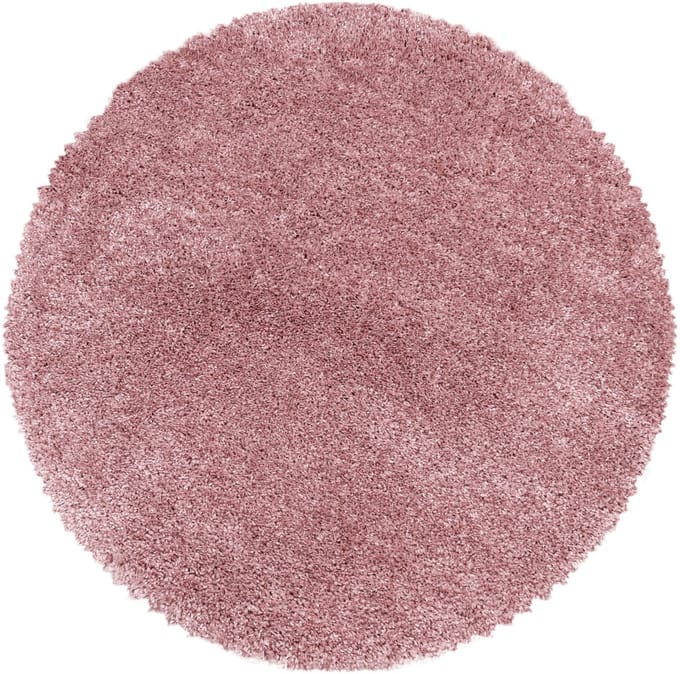 Extra hoogpolig shaggy vloerkleed Fluffy - rond - roze - 120x120 cm