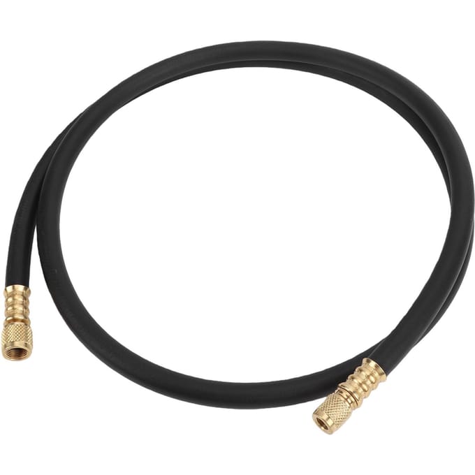 Tuyau à vide HVAC 3/8 po 6 pi Standard de charge de fluide réfrigérant Raccord évasé 1/4 x 3/8 po Pression de service 600 PSI black