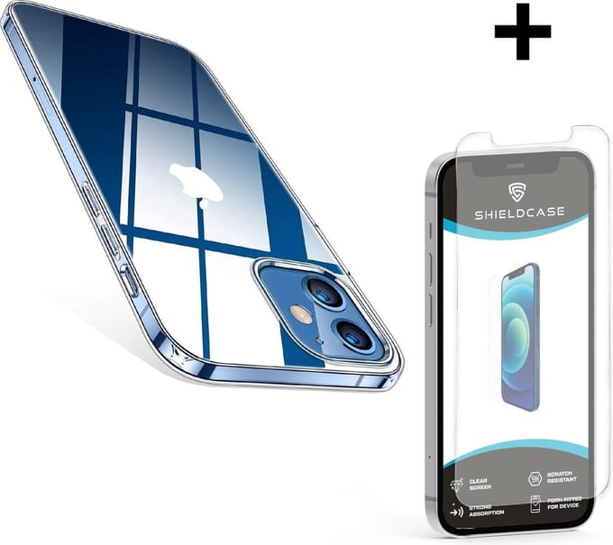 ShieldCase Ultra thin silicone case geschikt voor Apple iPhone 12 Mini - 5.4 inch - dun telefoonhoesje - optimale bescherming - backcover - transparant + glazen Screen Protector