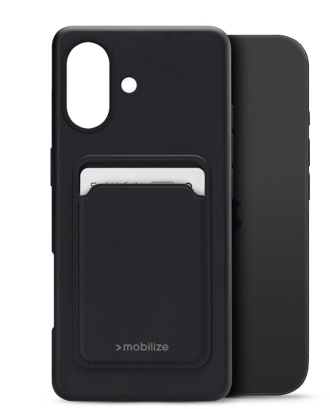 Mobilize Rubber Gelly Card Case - Geschikt voor Apple iPhone 17 - Matt Black