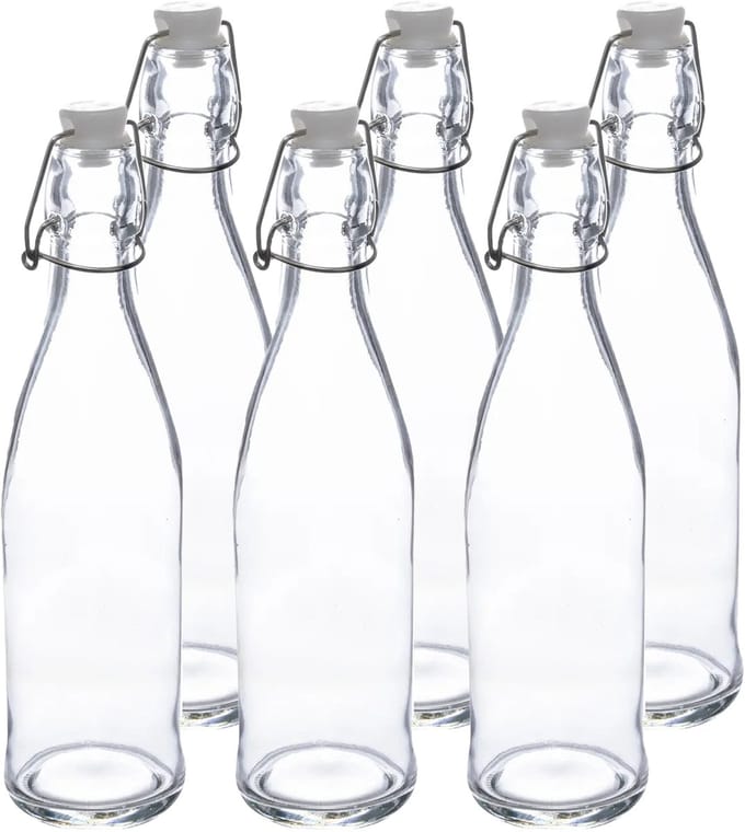 5Five Beugelfles/weckfles - 6x - glas - transparant - luchtdicht - 0.5 liter - waterfles - limonade