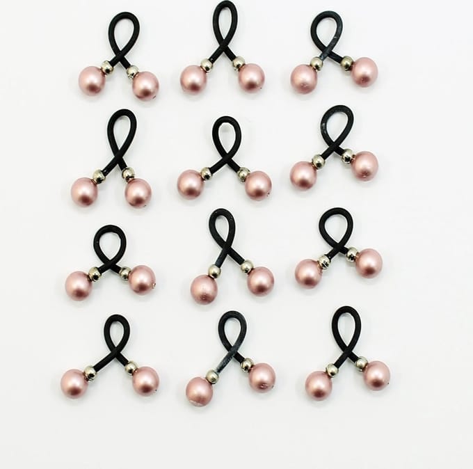 Haar binders met Swarovski Parels powder rose