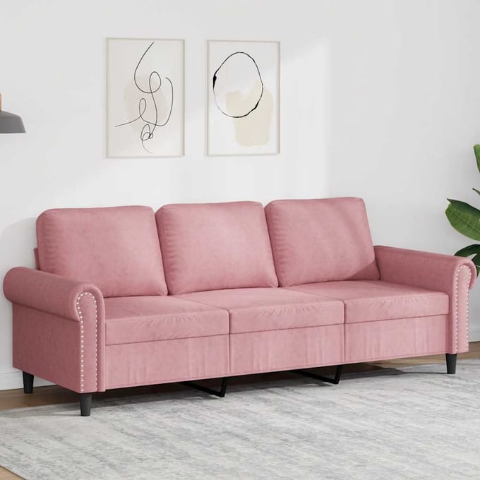 vidaXL - Driezitsbank - 180 - cm - fluweel - roze