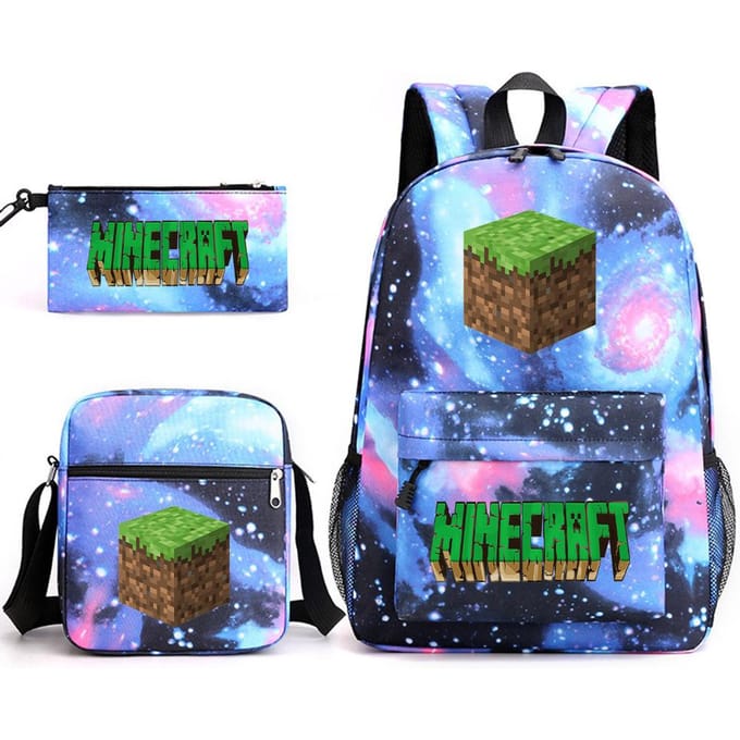 Minecraft Schooltas Game Merchandise Student Grote Capaciteit Print Drie Delige Schooltas Mannen En Vrouwen Three-piece set