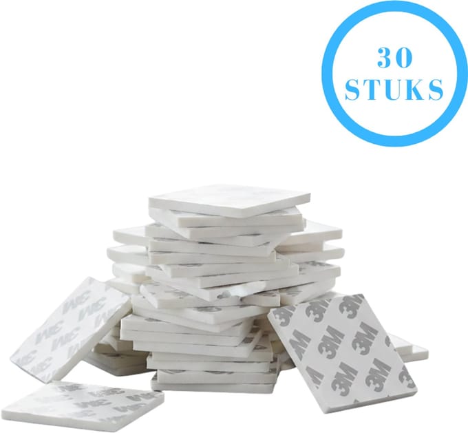 3M Plakstrips Vierkant - Dubbelzijdig Tape - Plakstrips Dubbelzijdig - 3M Tape - 5 CM - 30 Pack - Lichte Objecten