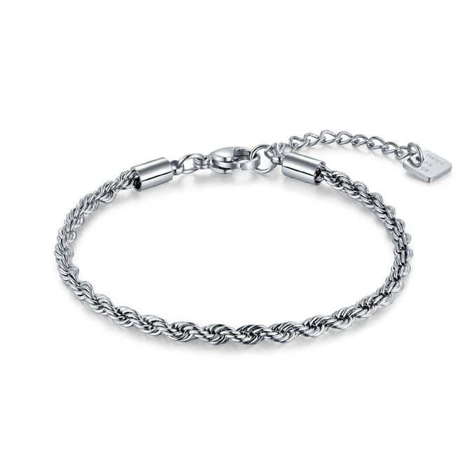 Twice As Nice Armband in edelstaal, getorst, 3 mm 15cm+3cm
