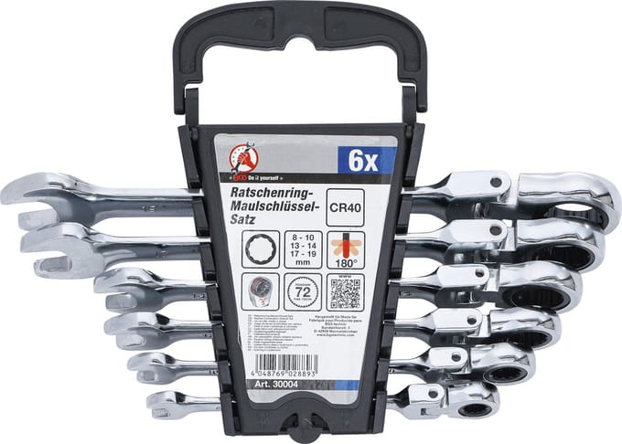 Ringratelsleutelset/ steek ringratelsleutel 6-delig BGS 30004