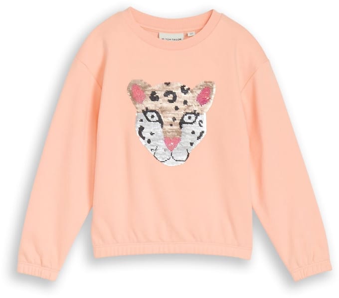 Tom Tailor - Sweatshirt met omkeerbare pailletten - Maat 92/98 - peach bloom