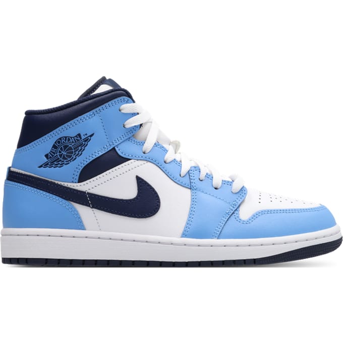 Jordan Aj1 Mid Sneakers Heren - Blauw - Maat 45 - Leer, Synthetisch