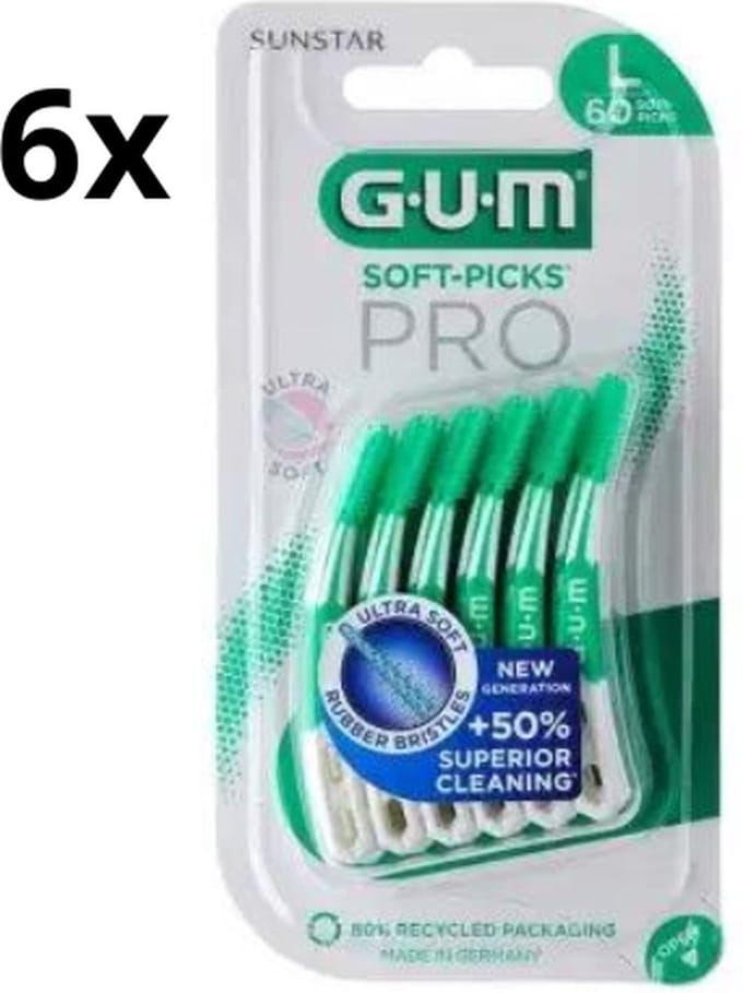 GUM Soft Picks PRO Large – 6 x 60 Stuks - Voordeelverpakking