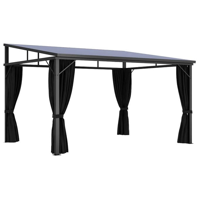 vidaXL - Prieel - met - gordijn - 405x294x244 - cm - antraciet