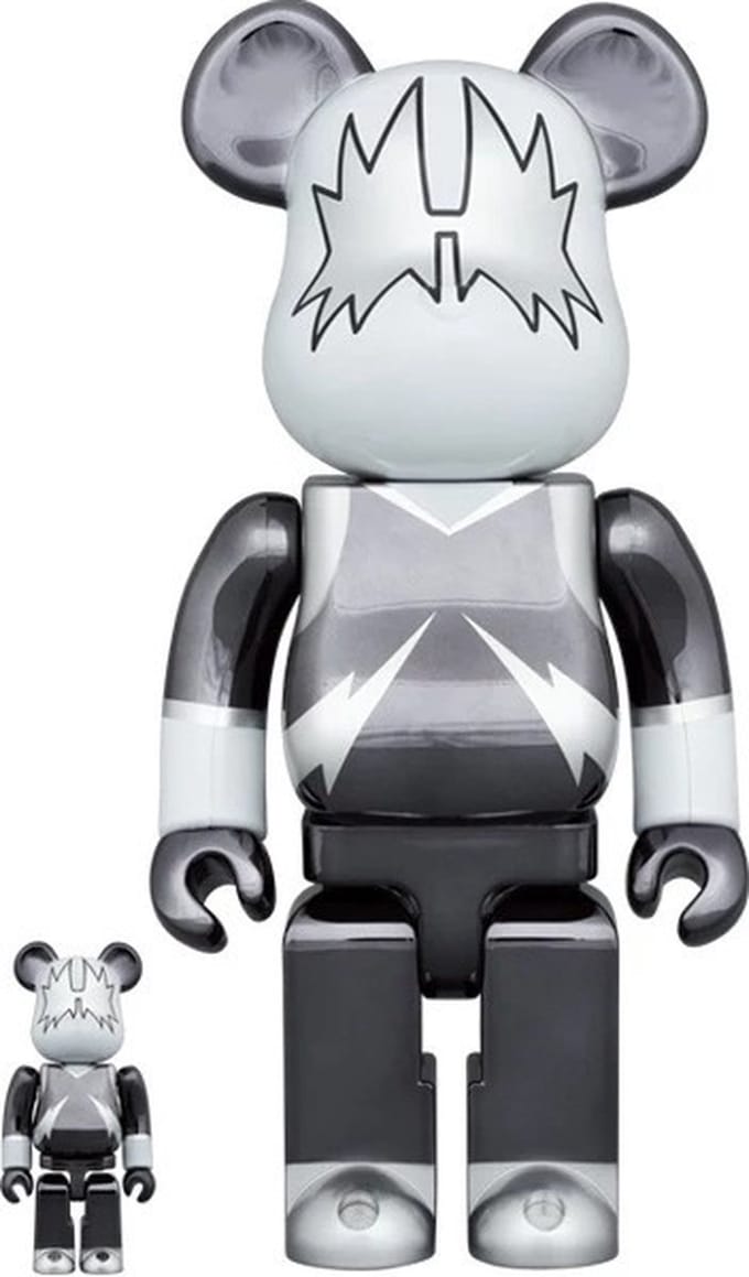 400% & 100% Bearbrick set - KISS Spaceman (Chrome ed.)