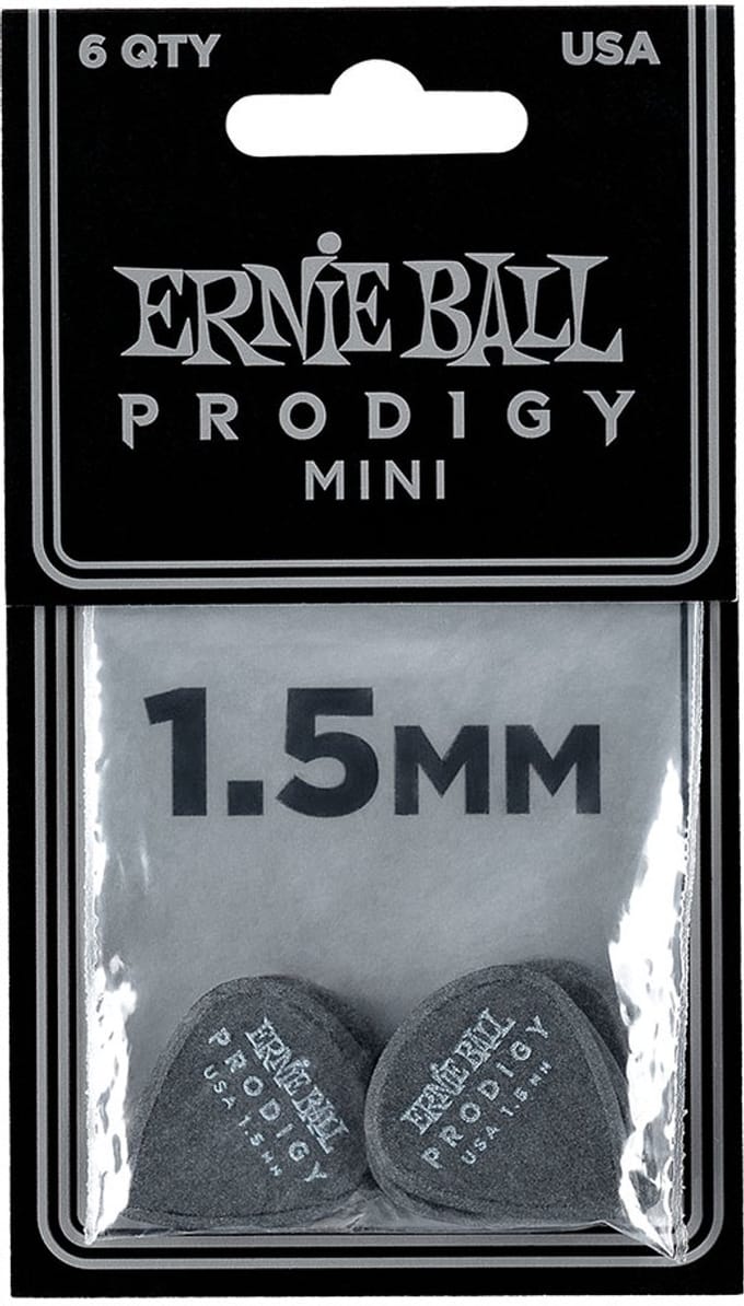 Ernie Ball Prodigy - Plectrums - Delrin - Set Van 6 - Zwart Mini 1,5 mm