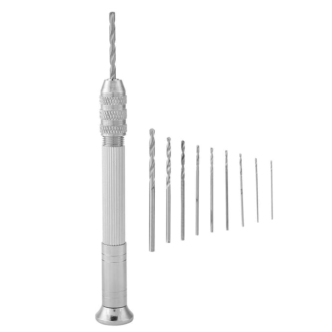 Mini Perceuse Manuelle de Précision avec 10 Forets Outil de Poinçonnage