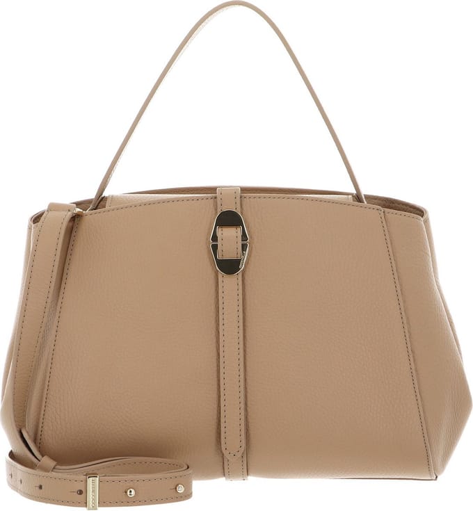 COCCINELLE Leren Handtas Schoudertas Chara Handbag Grained Leather Fresh Beige