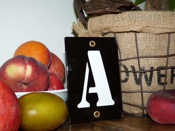 Emaille huisnummer zwart 8x12 letter 'A'