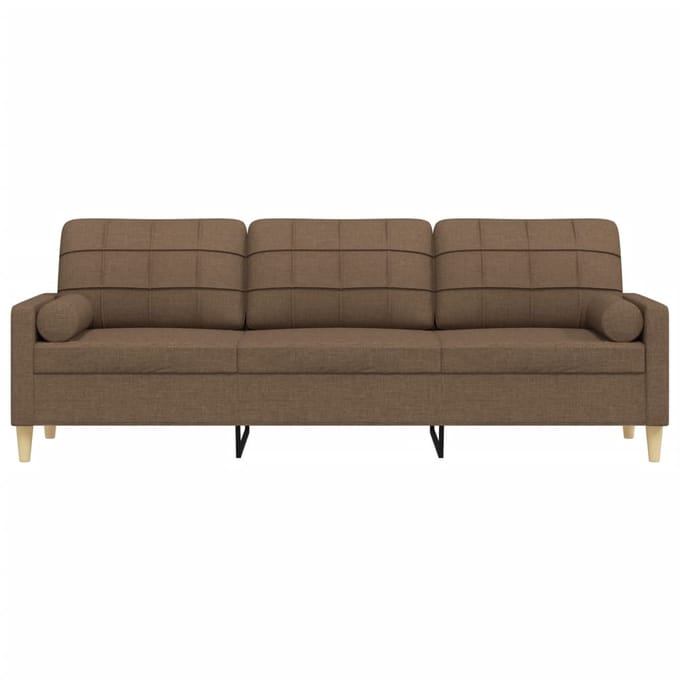 vidaXL - Driezitsbank - met - sierkussens - 210 - cm - stof - bruin