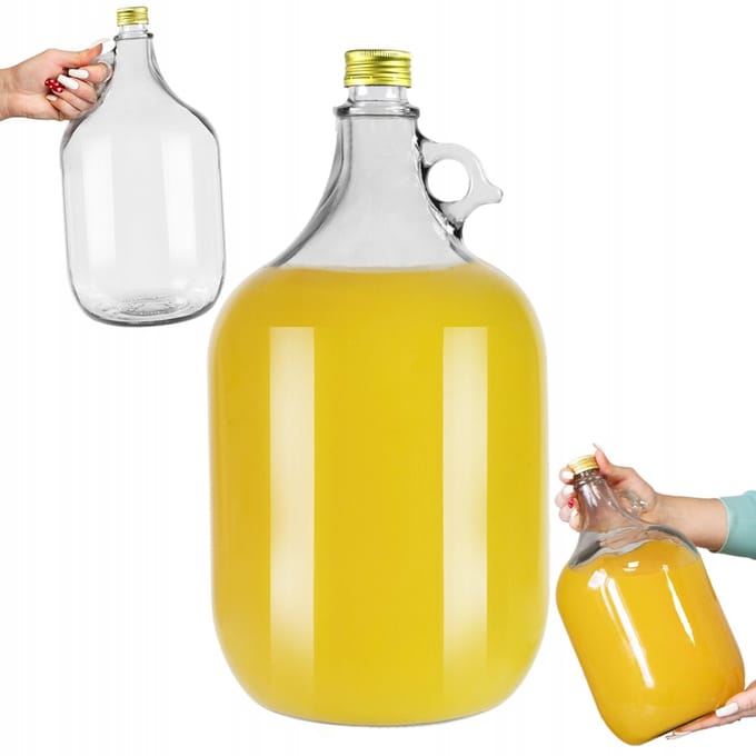 Bimberek Dama - Glazen Wijnballon - 5L - Metalen Deksels