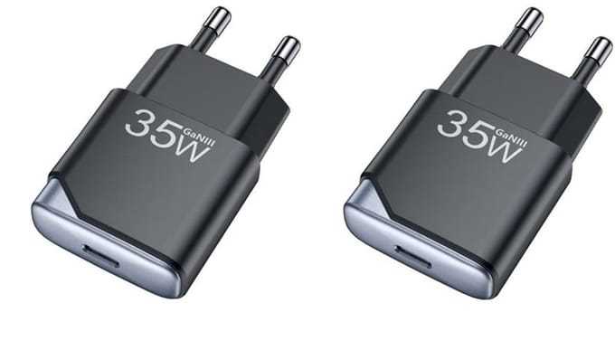 2 stuks OneOne 35W snellader met USB C poort. PD PPS Quick Charge lader. Platte GAN oplader adapter past op JBL LIVE 300TWS, Pulse 4, Quantum 400, Quantum 600, Quantum 800, Quantum ONE, Reflect Mini NC
